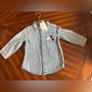 NWT Mickey button down top from H&M 9-12 months